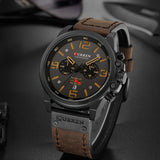 CURREN Chronograph Men's Watch Retro Classic Quartz Watch Analog Calendar WR PU Leather Wrist Watch Date Watch
