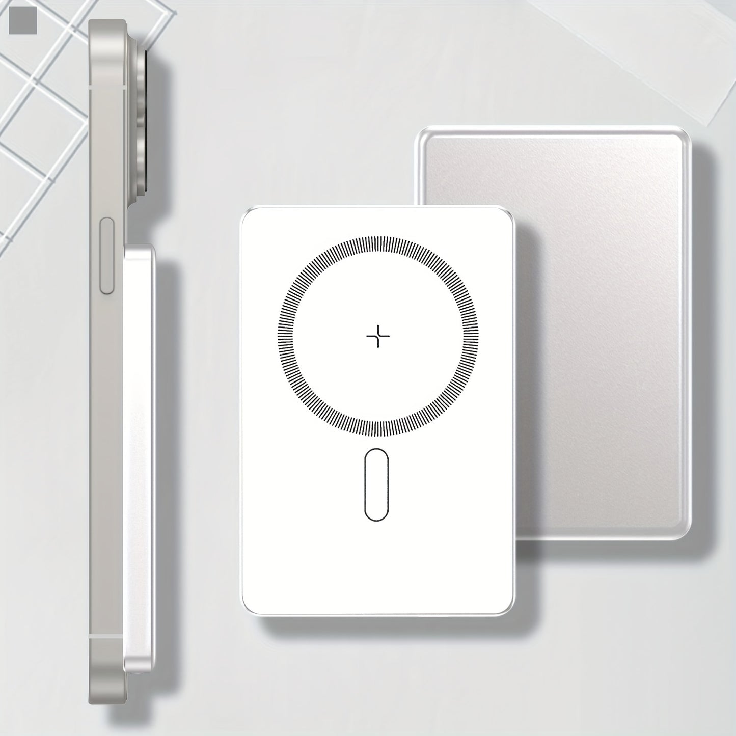 5000mAh Magnetic Wireless Power Bank With USB-C - Fast Charge Compatible For iPhone 15/14/13/12 & For Airpods, Portable Charger Piece