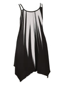 Plus Size Ombre Print Cami Dress, Vacation Style Asymmetrical Hem Sleeveless Crew Neck Dual Strap Dress For Spring & Summer, Women's Plus Size Clothing