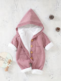 Mono de punto para recién nacidos, niños y niñas, con pantalones y capucha de manga larga