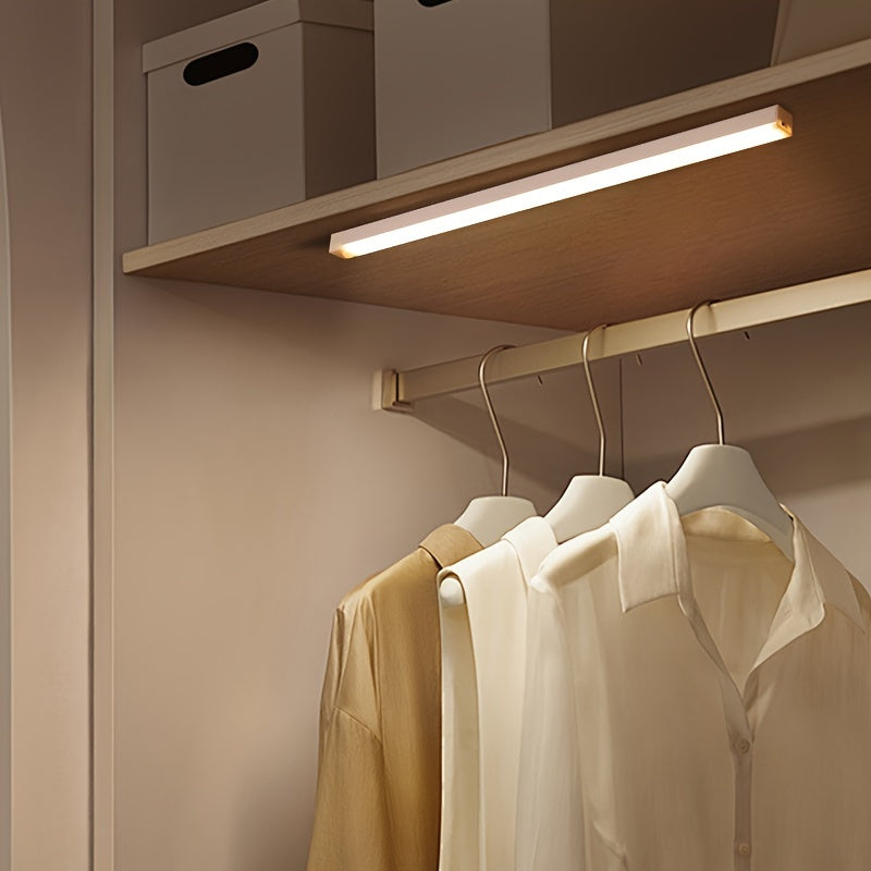 Smart Motion-Activated LED Light Strip - Wireless, Magnetic Mount, USB Rechargeable for Wardrobe, Kitchen, Desk & More