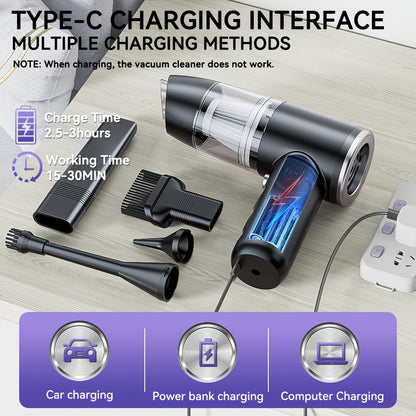 Handheld Cordless Vacuum Cleaner Car Vacuum Portable Wireless, 4-in-1 Vacuum/Blow/Charge/Pump, Vacuum Compressed Air Dust Removal, Wind Dry Hair Dryer Electric Dust Remover, Simple Operation, Cleaning Without Residue