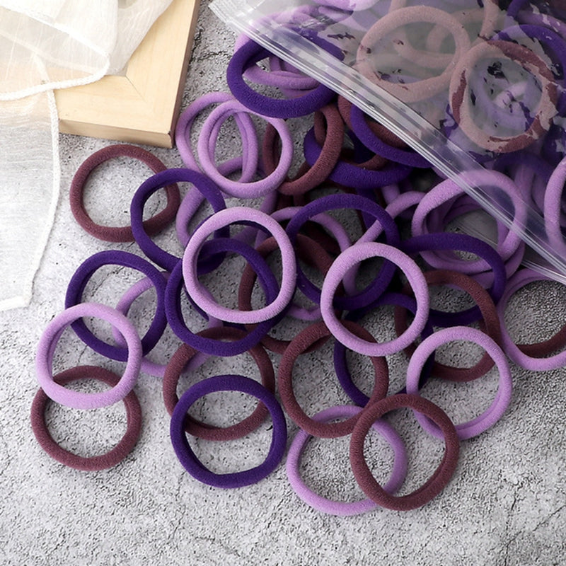 Juego de 50 bandas elásticas para el pelo para mujer, de 4 cm, de colores lisos y sencillos, accesorios para el cabello, coleteros.