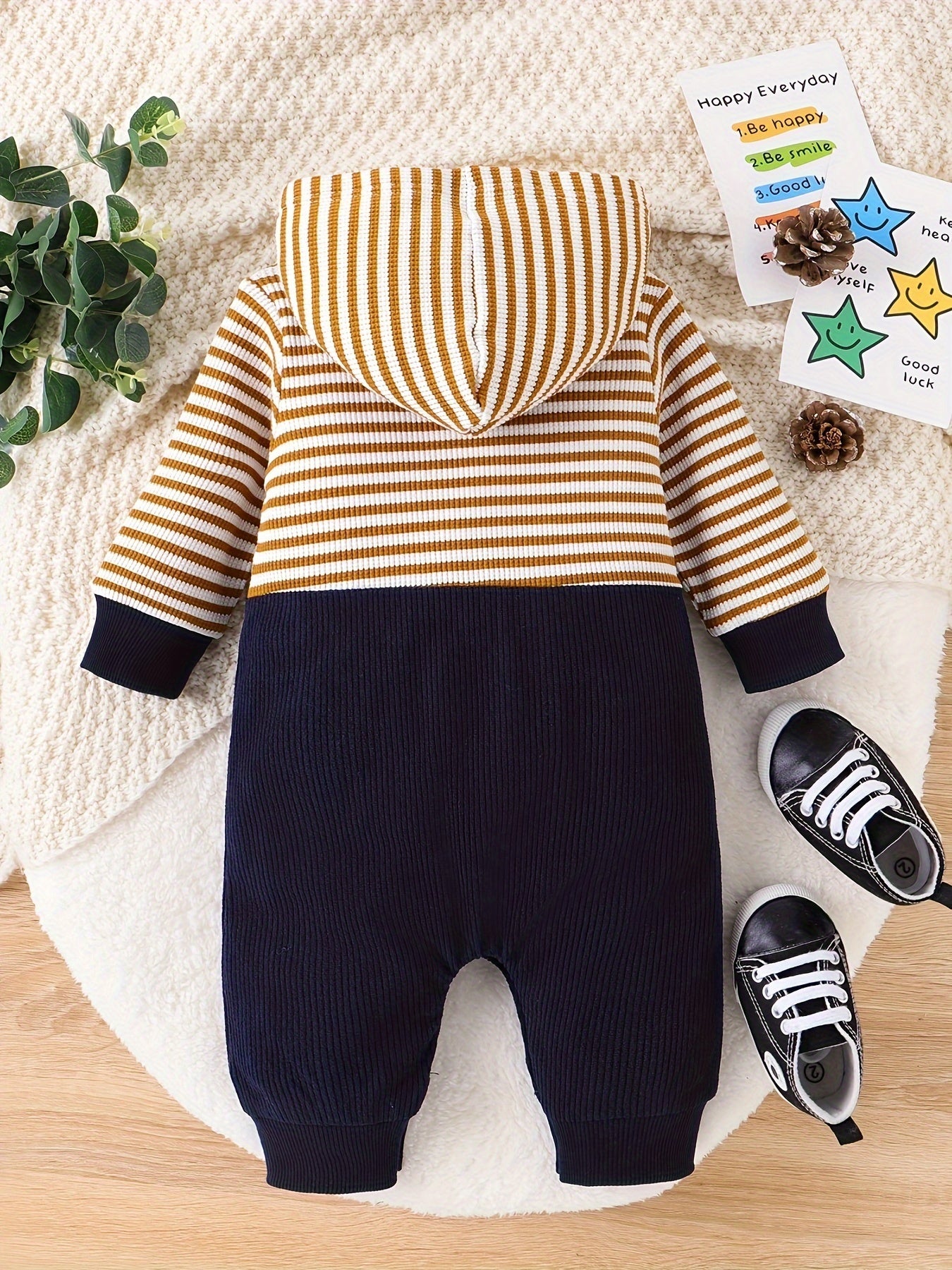 Body con capucha y estampado de dibujos animados de manga larga para bebés de 0 a 18 meses para invierno/otoño