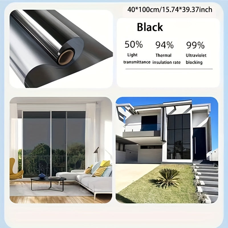 Polyester Privacy Window Film with One-Way Mirror Effect - Sun Protection, Heat Insulation, UV Block, for Office/Home Use