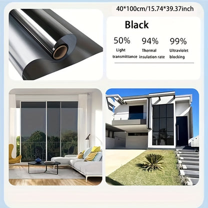Polyester Privacy Window Film with One-Way Mirror Effect - Sun Protection, Heat Insulation, UV Block, for Office/Home Use