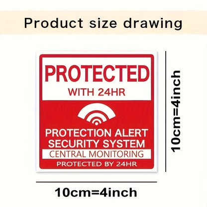 5-Pack Home Security Alarm Warning Stickers, 24-Hour Protection Alert Decals, Central Monitoring System Signs for Doors and Windows, Office and Home Decor Paper Labels