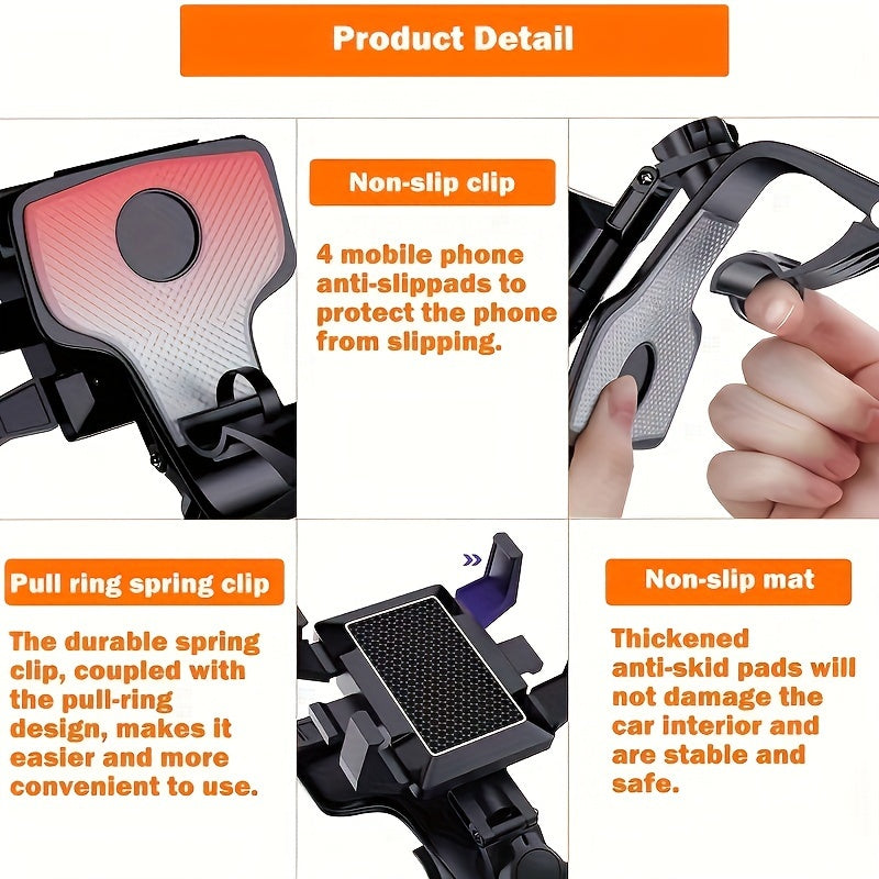 Creative Car Mobile Phone Holder that can rotate 360 degrees, car dashboard navigation mobile phone holder with parking number plate