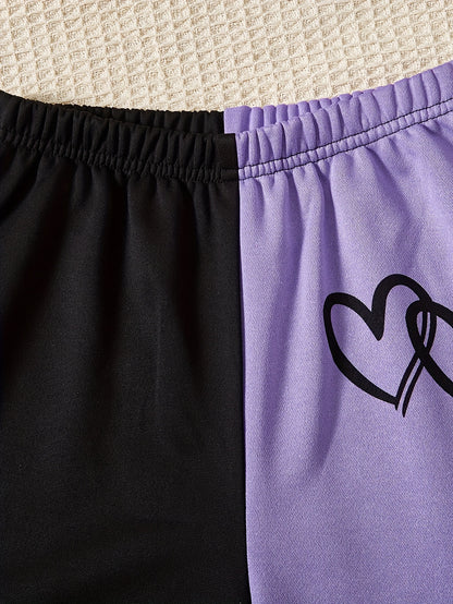 Conjunto para niña: camisola con estampado de corazones, top de manga larga y pantalón de exterior con bloques de color. Conjunto informal de 3 piezas para primavera y otoño. Regalo.