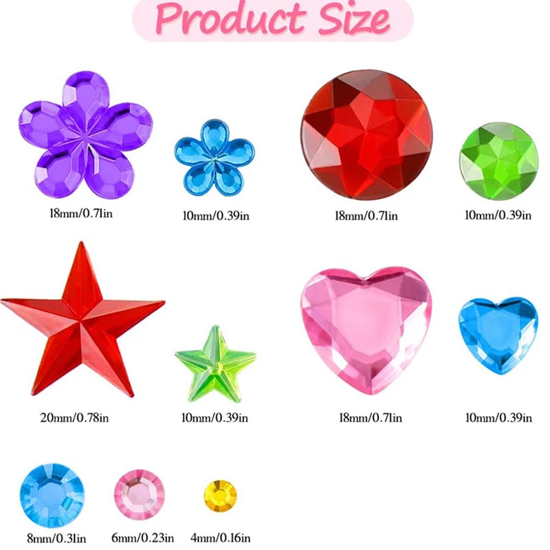 3D Gem Acrylic Crystal Stickers for Kids, DIY Decoration, Self-Adhesive Crafts, Sparkly Rhinestone, Girls Gifts, 4-8Sheets 