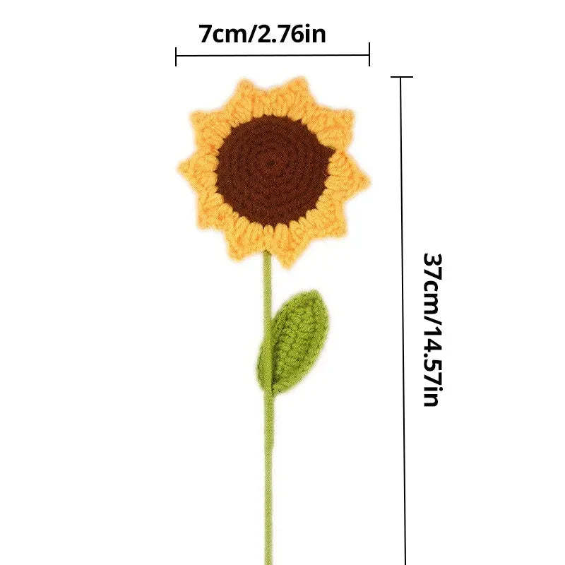 3Pcs Sunflower Hand Woven Bouquet Creative Wool Knitting Sunflower Flower Decorations Teachers Day Mother S Day Birthday Gift 