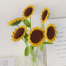 3Pcs Sunflower Hand Woven Bouquet Creative Wool Knitting Sunflower Flower Decorations Teachers Day Mother S Day Birthday Gift 