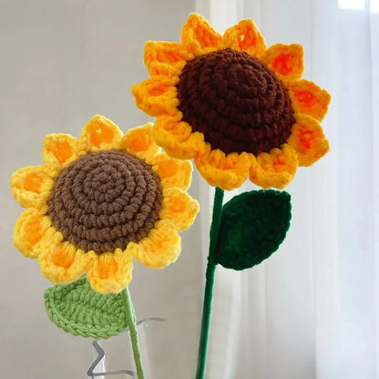 3Pcs Girassol Mão Woven Bouquet Criativo Lã Tricô Flor Girassol Decorações Dia Professores Mãe S Day Birthday Gift