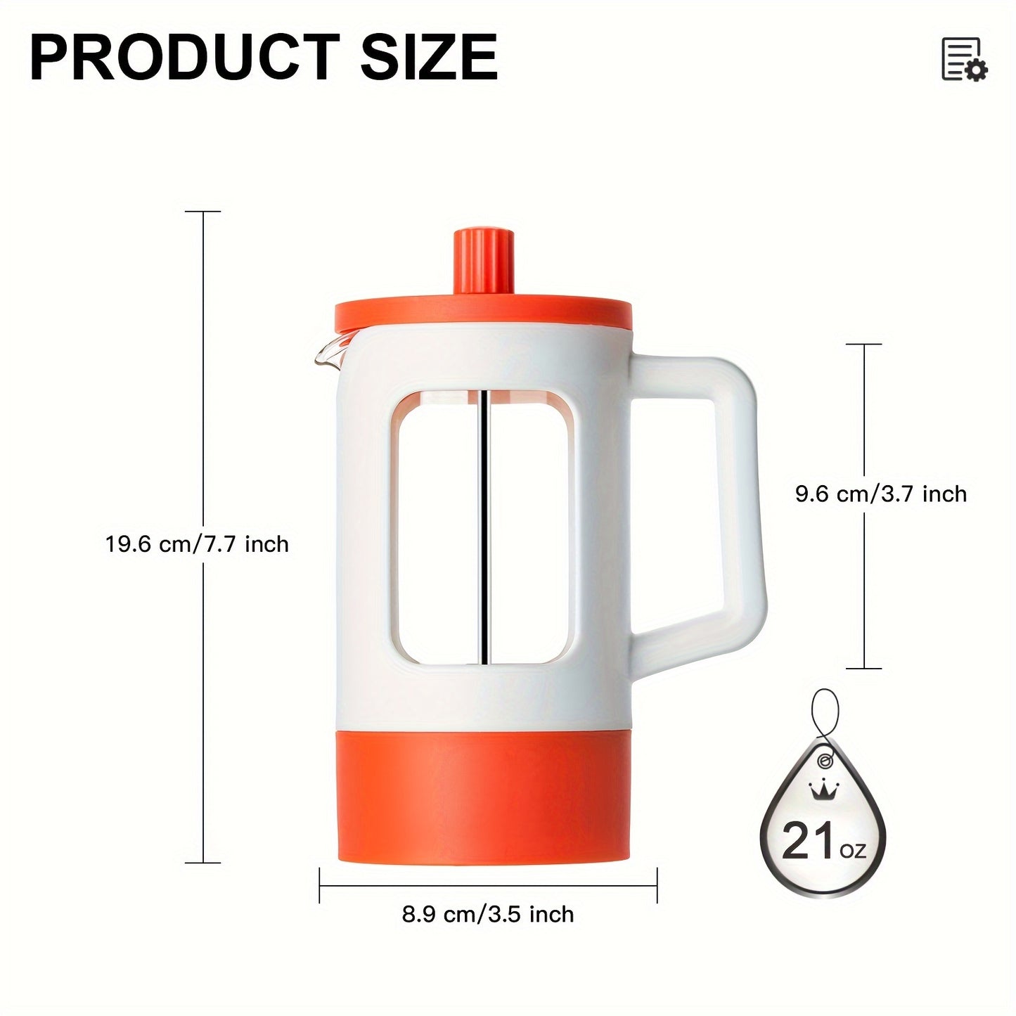 French Press Coffee Maker, 350ml/600ml/1L, Modern Style, Durable Glass and Stainless Steel, Manual Operation, Reusable Filter, Perfect for Camping and Home Use, Ideal for Halloween and Christmas Gift