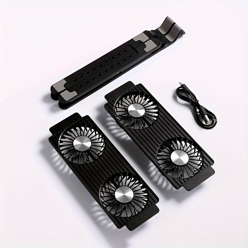 Radiador y soporte plegable para computadora portátil, soporte de almohadilla de enfriamiento con ventilador silencioso para Macbook, tableta, portátil, mesa de soporte para accesorios para computadora portátil