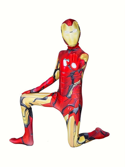 Ropa de héroe para niño: mono de fiesta elástico y duradero con cremallera, perfecto para Halloween, bailes y fiestas de personajes de películas.