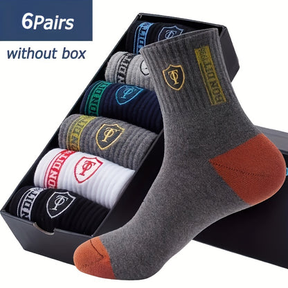 6 Pairs Men'S Thermal Crew Socks - 100%, Knit Fabric, Solid Color, Hand Wash Only - Breathable, Comfortable, Casual Fall/Winter Socks
