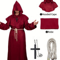 1pc Costume Hooded Cape Robe Cloak, Medieval Renaissance Priest Cape Medieval Costume for Adults Party
