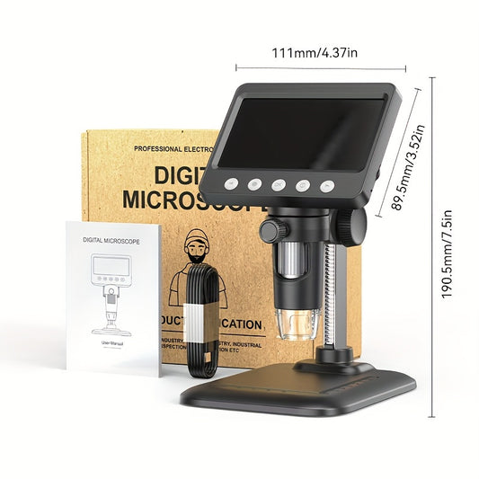 High-Definition 10.92cm Digital Microscope with 50-1000X Magnification, 8 LED Lights for Clear Image Capture - Ideal for Education, Research, Coin Appraisal & Soldering