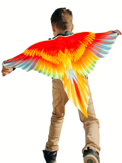 2pcs Boy's Bird Wings Cape Imitation Parrot-Wings Clothes + Mask Suit, Perfect For Birthday, Halloween And Carnival Party Playing & Performance