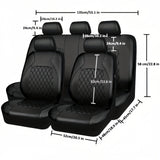 Universal Fit PU Leather Car Seat Covers Set - All-Season Luxury Synthetic Leather Auto Seat Cushions with Airbag Compatibility - Easy-Clean Hand Wash or Dry Clean - Sponge Filled, Diamond Stitched Design, Suitable for Most V
