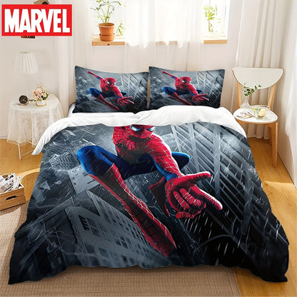 Authorized 3pcs Marvel Spiderman Bedding Set Featuring 1 Duvet Cover And 2 Pillowcases, Providing a Soft And Cozy Bedding Option for Bedrooms, Guest Rooms, And Dorm Decor.