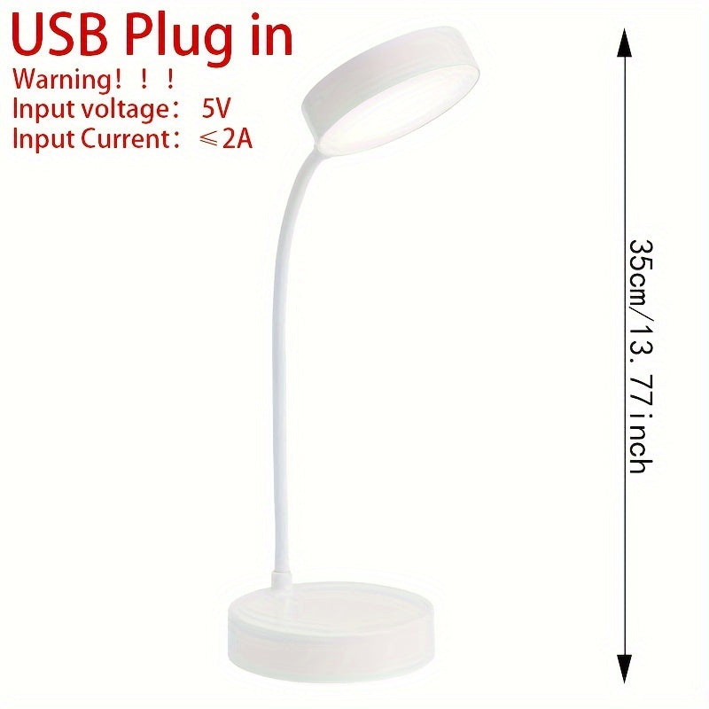 Modern Dimmable LED Desk Lamp - Plastic Tabletop Nightlight with Adjustable Lighting for Bedroom, Living Room - USB-Powered Art Decorative Lamp, Countertop Accessory with Switch Control - Battery-Free