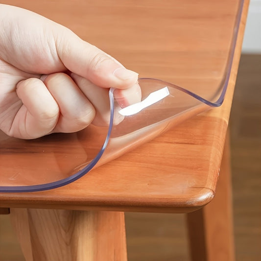 1pc Clear PVC Table Protector Cover - Stain Resistant, Heat Resistant up to 176°F, Easy Clean for Office Desk, Dining & Wooden Furniture