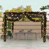 4.98meter Red & Green Metallic Twist Tinsel Garland with Shiny Ornaments, Plastic Christmas Tree & Party Supplies, Indoor & Outdoor Festive Decor, No Power Required