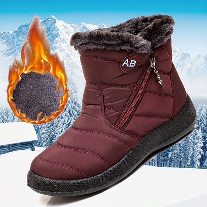 Nuevas botas de nieve cálidas de invierno para mujer, botas cálidas impermeables con cremallera lateral para mujer, botas de nieve para mujer
