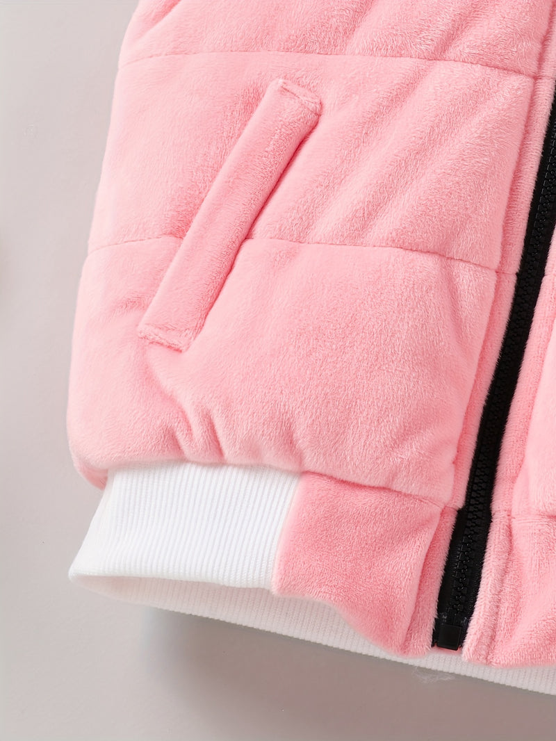 Conjunto de 3 piezas para niña: sudadera de manga larga, pantalón y chaleco con capucha, con bonito diseño de conejo bordado, ideal para otoño e invierno.