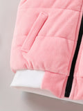 Baby Girl's 3-piece Outdoor Set With Long Sleeve Sweatshirt + Trousers + Hooded Coat Vest, Cute Rabbit Embroidery Design, Autumn And Winter Suit
