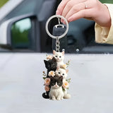 Charming Acrylic Cat & Floral Hanging Ornament - Versatile 2D Decor for Car Rearview Mirror, Bags & Keychains - Perfect Couple's Gift & Holiday Accessory