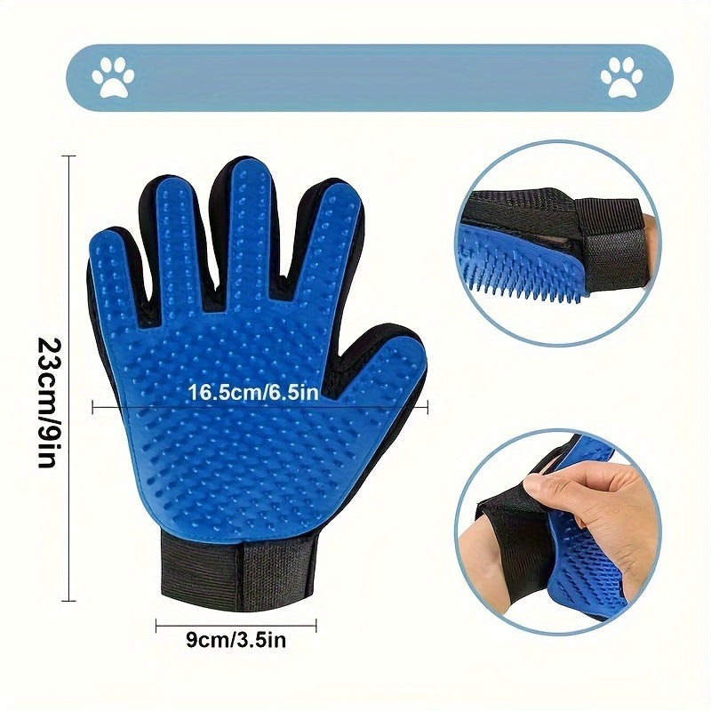 1 Pair Pet Grooming Gloves - Gentle De-shedding Brush, for Dogs and Cats - Massage Stimulating Brush - Easy to Use and Clean - Rubber Material