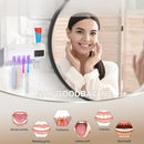 1pc Smart UV Disinfecting Toothbrush Holder with Solar Panel, Wall-Mounted 4-Slot Toothbrush Sanitizer and Squeegee Toothpaste Dispenser, Automatic Power-Off, Bathroom Accessory, No-Drill Installation, USB Rechargeable Lithiu