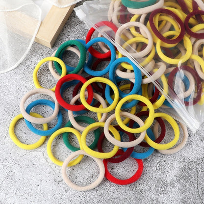 Juego de 50 bandas elásticas para el pelo para mujer, de 4 cm, de colores lisos y sencillos, accesorios para el cabello, coleteros.