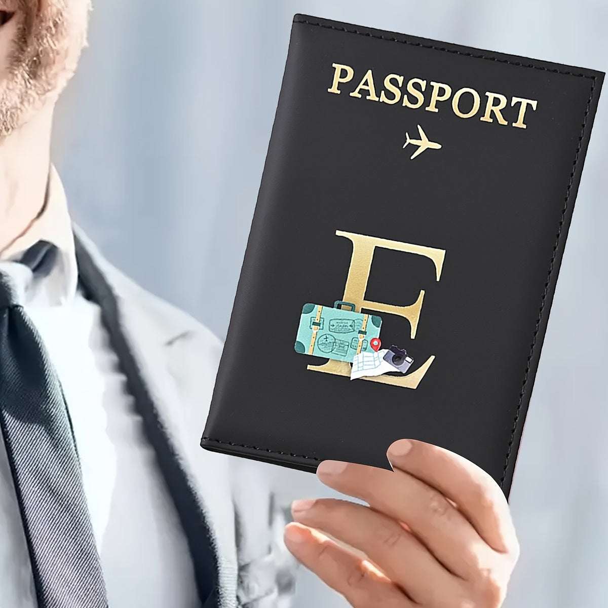 Creative Color Printing Letter Faux Leather Multi-Functional Passport Holder SIM Card ID Holder