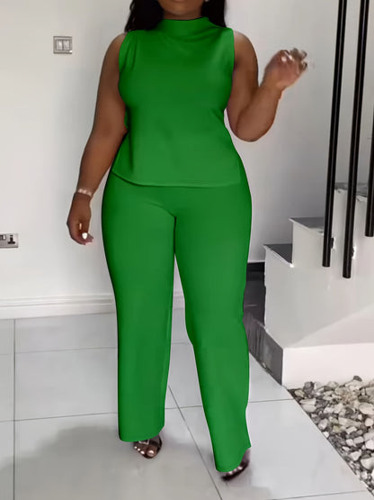 QF2364 Solid Color Summer Sleeveless Casual Suit