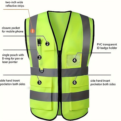 Chaleco reflectante de seguridad de alta visibilidad para hombres y mujeres: ideal para corredores, ciclistas, topógrafos, voluntarios, guardias de tráfico y trabajadores de la construcción.