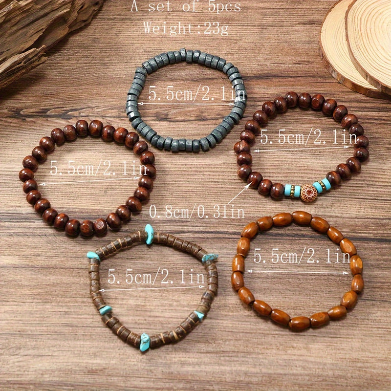 41pcs Fashion Bracelet Set - Elegant Wooden Beads with Butterfly, Heart & Evil Eye Charms for Casual Attire