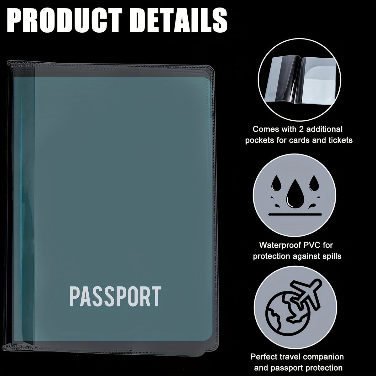 Frosted Clear Passport Cover, Transparent PVC Passport Holder, Creative Travel Certificate Document Organizer