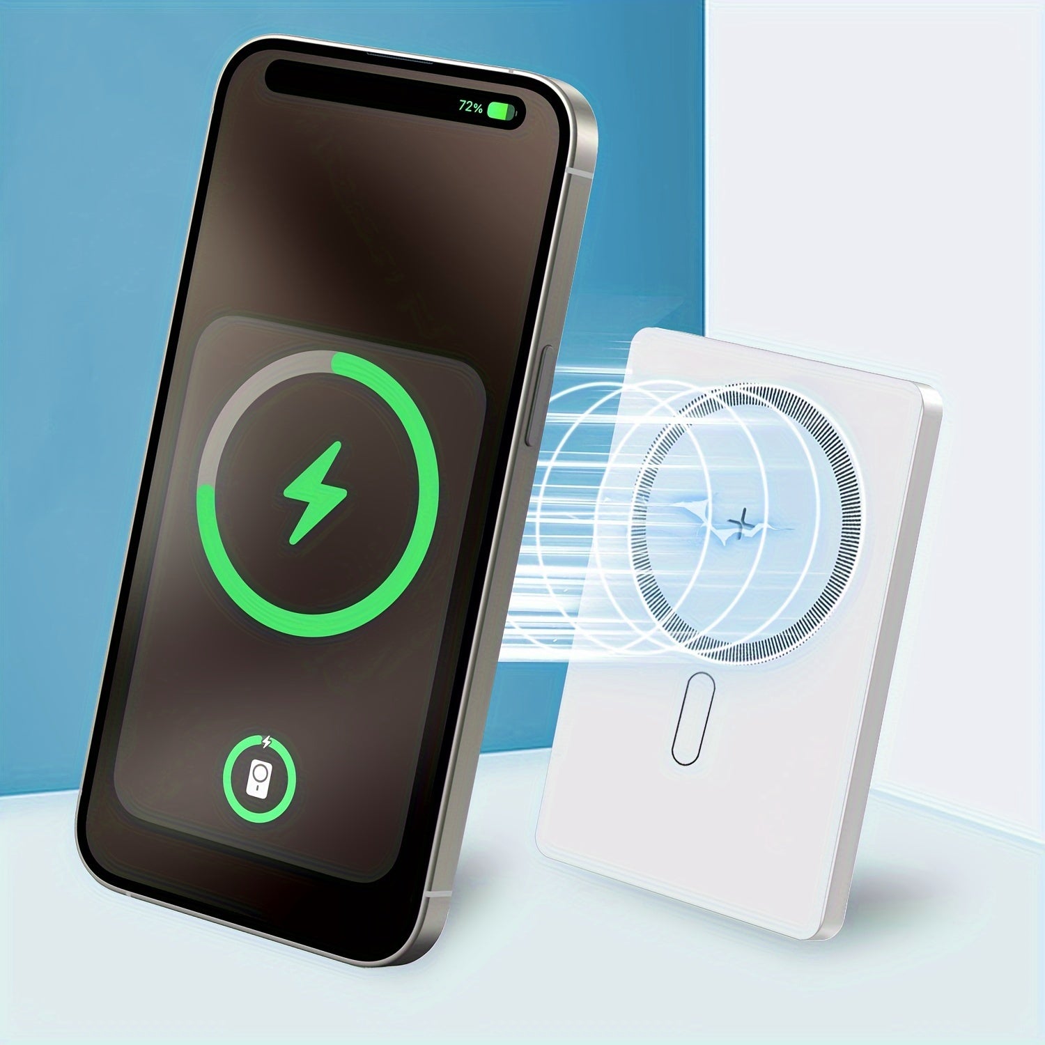 5000mAh Magnetic Wireless Power Bank With USB-C - Fast Charge Compatible For iPhone 15/14/13/12 & For Airpods, Portable Charger Piece