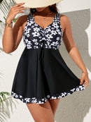 Plus Size Stretchy Comfy Two-piece Tankini Set For Beach Vacation, Cute & Stylish Bathing Suit, Women's Swimwear & Clothing