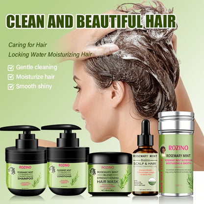 ROZINO Rosemary Mint & Nourishing Hair Mask Set - Moisturizing Care with Natural Extracts for Smooth, Silky Hair - Ideal for All Hair Types, Includes Hydrating Shampoo & Conditioner, ROZINO
