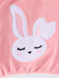 Baby Girl's 3-piece Outdoor Set With Long Sleeve Sweatshirt + Trousers + Hooded Coat Vest, Cute Rabbit Embroidery Design, Autumn And Winter Suit