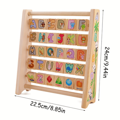 [Fast Arrival] YIDIEMO Wooden Alphabet Blocks & Abacus Activity Toy - Early Learning Enlightenment for Youngsters, Perfect for Birthday, Halloween, Christmas Gifts