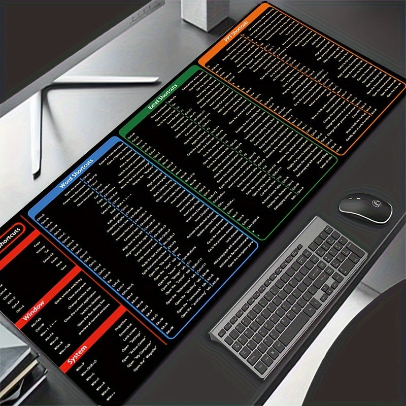 Mouse Pad Office Software Office Word Excel PPT Shortcuts Large Desk Pad Excel Shortcut Pattern Non-Slip Keyboard Pad With Shortcut Pattern Computer Gaming HD Mousepad Carpet Laptop Mice Pad