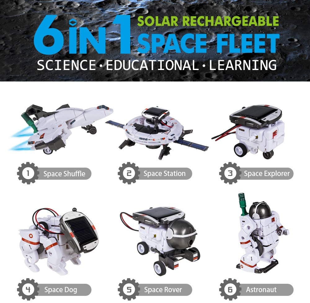 Kit de robot solar STEM 6 en 1, juguetes, regalos para niños de 8, 9, 10, 11, 12 y 13 años, juego de experimentos científicos de construcción educativa para cumpleaños, Halloween, Navidad y Acción de Gracias.