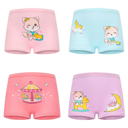 4 peças/lote design crianças meninas calcinha de algodão macio bonito dos desenhos animados unicórnio criança roupa interior para meninas crianças boxer respirável