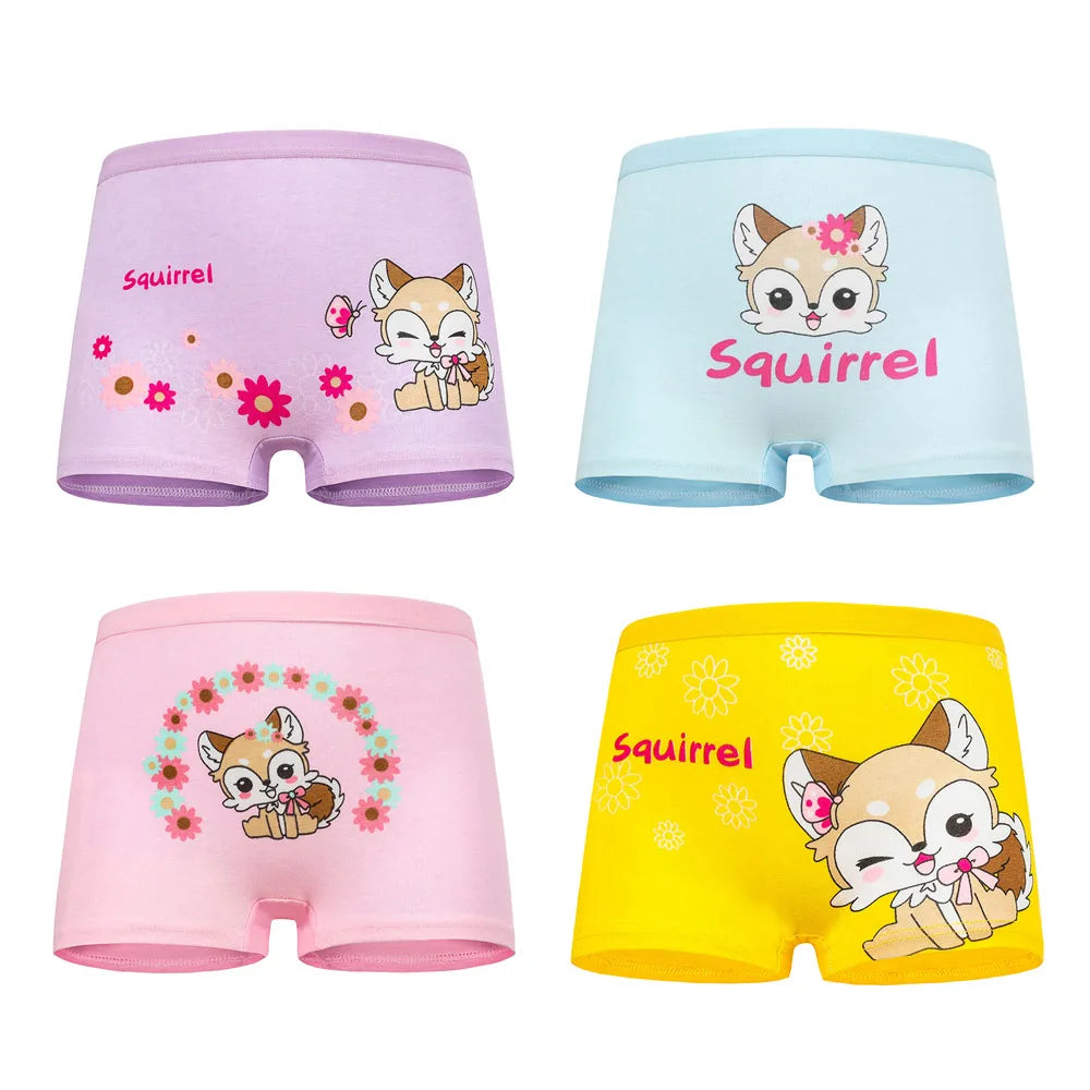 4 peças/lote design crianças meninas calcinha de algodão macio bonito dos desenhos animados unicórnio criança roupa interior para meninas crianças boxer respirável